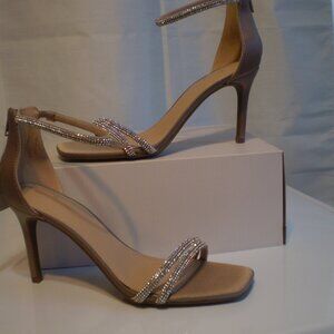 nwt $65 WORTHINGTON RHINESTONE ACCENT 4" HEELS/TAUPE BROWN
